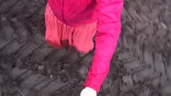 Play Filthy Femdom Fills Rubber Boots with Mud and Cum