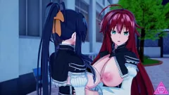 Reproduzir Hentai Babes Rias Gremory e Akeno Himejima esfregam sensualmente suas bucetas